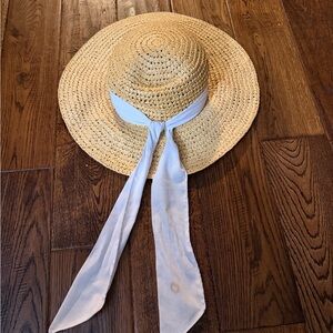 PETER GRIMM Straw Sun Hat with White Ribbon